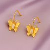 Gold Butterfly Hook Earrings for Women with Crystal Center