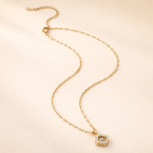 GlowFinch Gold  finish Crystal Pendant Necklace for Women | Elegant Daily Wear Jewellery
