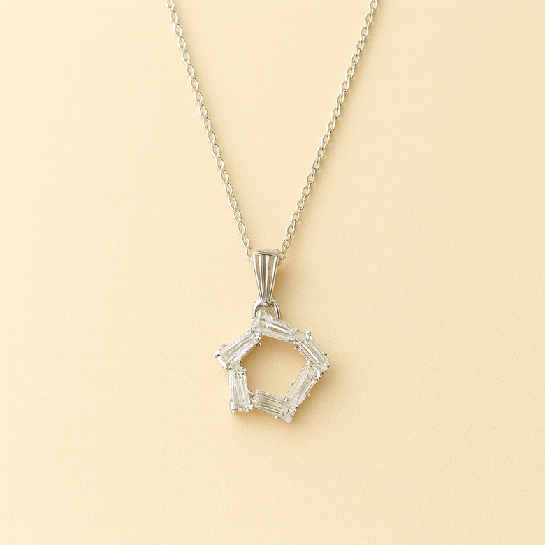 Elegant Baguette-Cut Crystal Pendant Necklace on Premium Chain