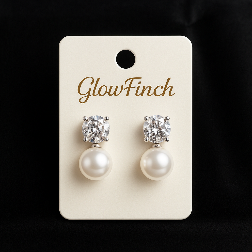 Elegant Pearl & Crystal Silver Stud Earrings