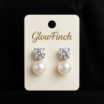 Elegant Pearl & Crystal Silver Stud Earrings