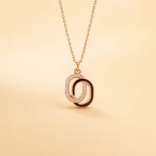Rose Gold Finish Initial O Pendant Necklace for Women