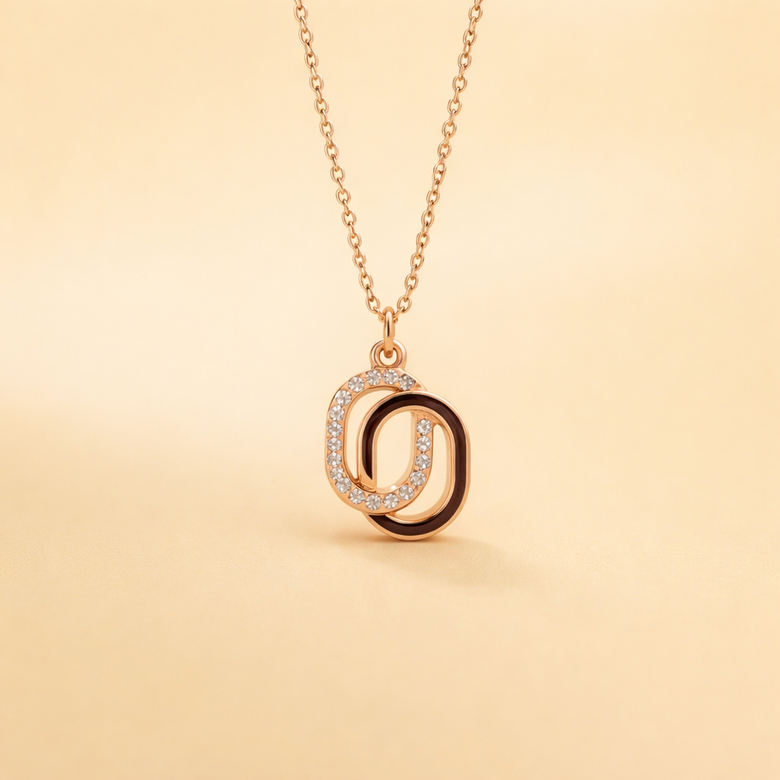 Rose Gold Finish Initial O Pendant Necklace for Women