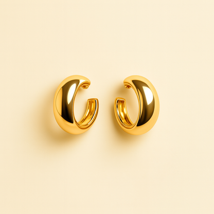 Glossy Gold Chunky Hoop Earrings for Women