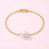 Gold Finish Pearl Bracelet for Women | Elegant Chain Jewelry