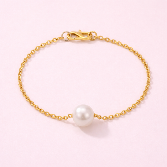 Gold finish Pearl Bracelet for Women | Elegant Chain Jewelry