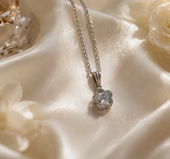 Floral Pendant Necklace for Women | Silver Plated with Cubic Zirconia