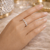 Adjustable Silver Ring with Cubic Zirconia for Women | Fashion Wave Design