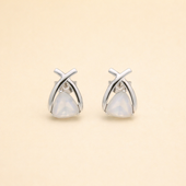 Silver Finish Opal Stud Earrings | Elegant Everyday Jewelry for Women