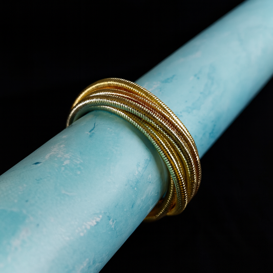 Multi-Tone Twisted Wire Bangle Bracelet for Women – Gold, Silver & Rose Mix