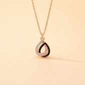 Rose Gold Finish Teardrop Pendant Necklace for Women