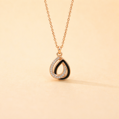 Rose Gold Finish Teardrop Pendant Necklace for Women
