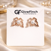 Elegant Pearl Stud Earrings for Women Gold Finish Floral ( 2 in 1 )