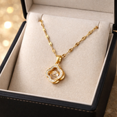 GlowFinch Gold Finish Crystal Pendant Necklace for Women | Elegant Daily Wear Jewellery