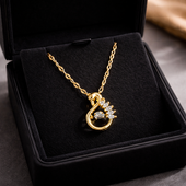 Gold Finish Swan Pendant Necklace for Women with Crystal Stones