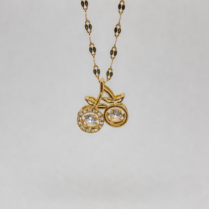 Gold Finish Cherry Pendant Necklace for Women