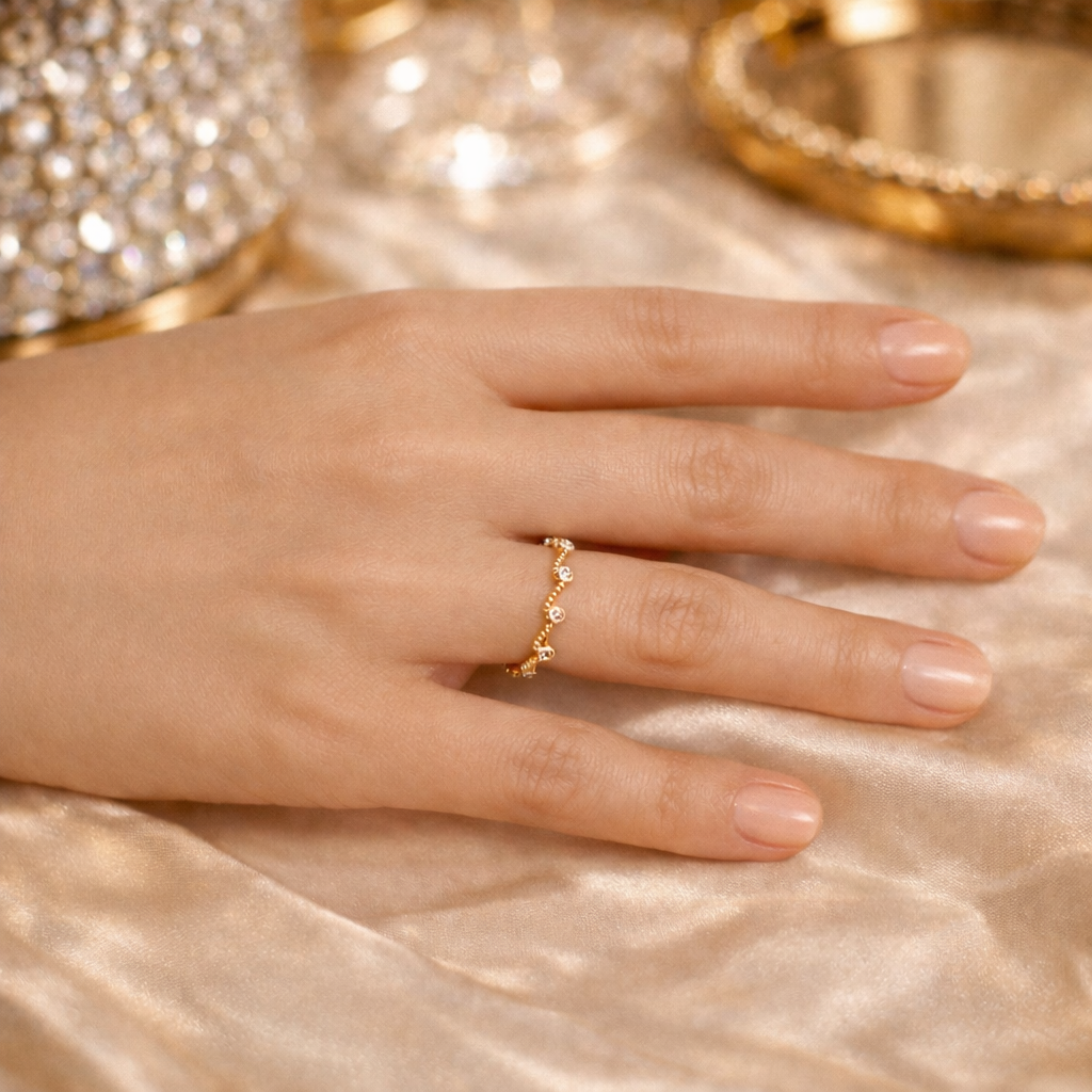 Gold Finish Free Size Ring for Women