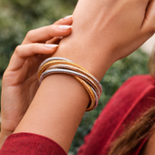 Multi-Tone Twisted Wire Bangle Bracelet for Women – Gold, Silver & Rose Mix