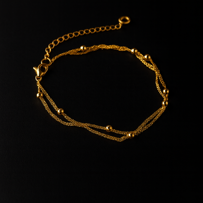 Gold finich Multi-Layer Bracelet for Women | Delicate Beaded Chain Elegant Bracelet