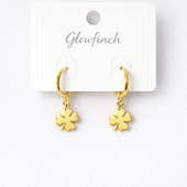 Gold Finish Clover Hoop Earrings for Women | Artificial Jewelry