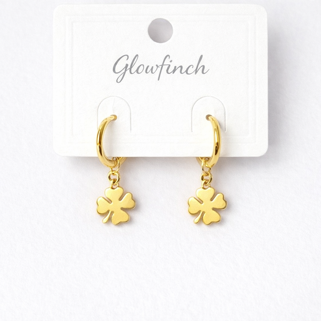Gold Finish Clover Hoop Earrings for Women | Artificial Jewelry