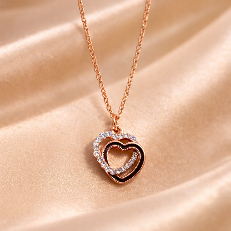 Rose Gold Finish Heart Pendant Necklace for Women