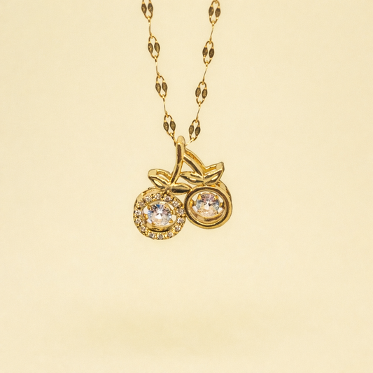 Gold Finish Cherry Pendant Necklace for Women