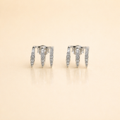 Silver Crystal Triple Claw Stud Earrings | Fashion Jewelry for Women
