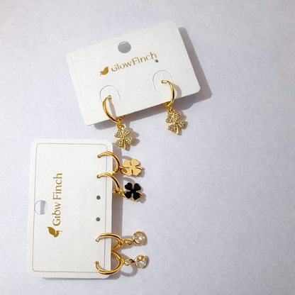 Gold finish Clover Hoop Earrings for Women | Artificial Jewelry