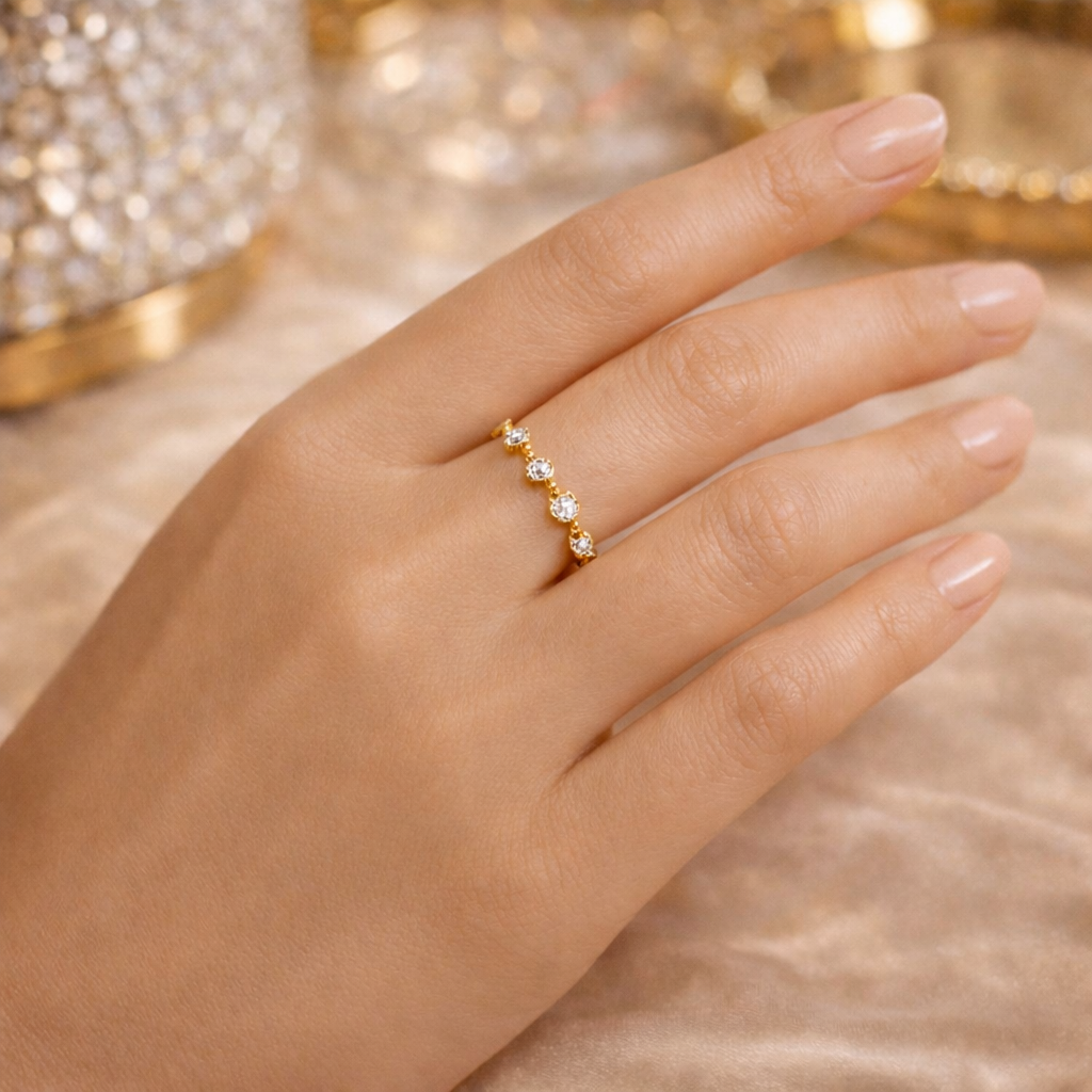 Gold Finish Free Size Ring for Women