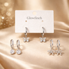 Silver Butterfly & Charm Hoop Earrings for Women pack of 3