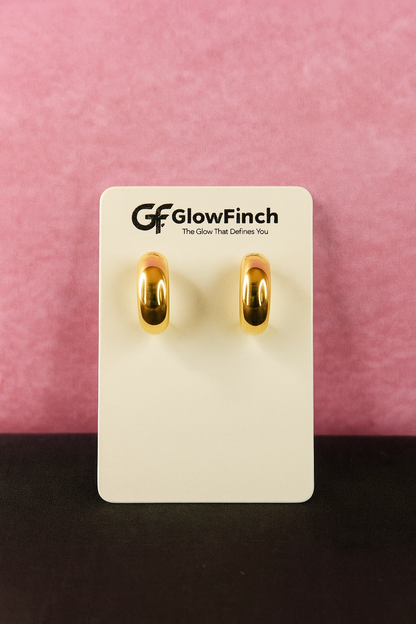 Glossy Gold Chunky Hoop Earrings for Women