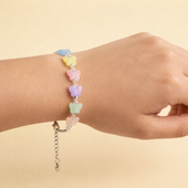 Pastel Butterfly Charm Bracelet for Women | Crystal Beaded