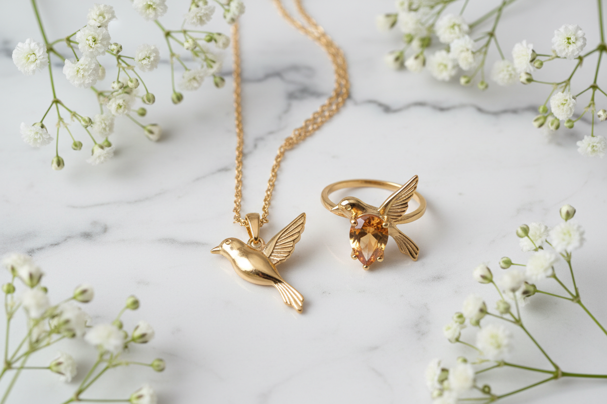 Glowfinch Gold Necklace & Ring Set