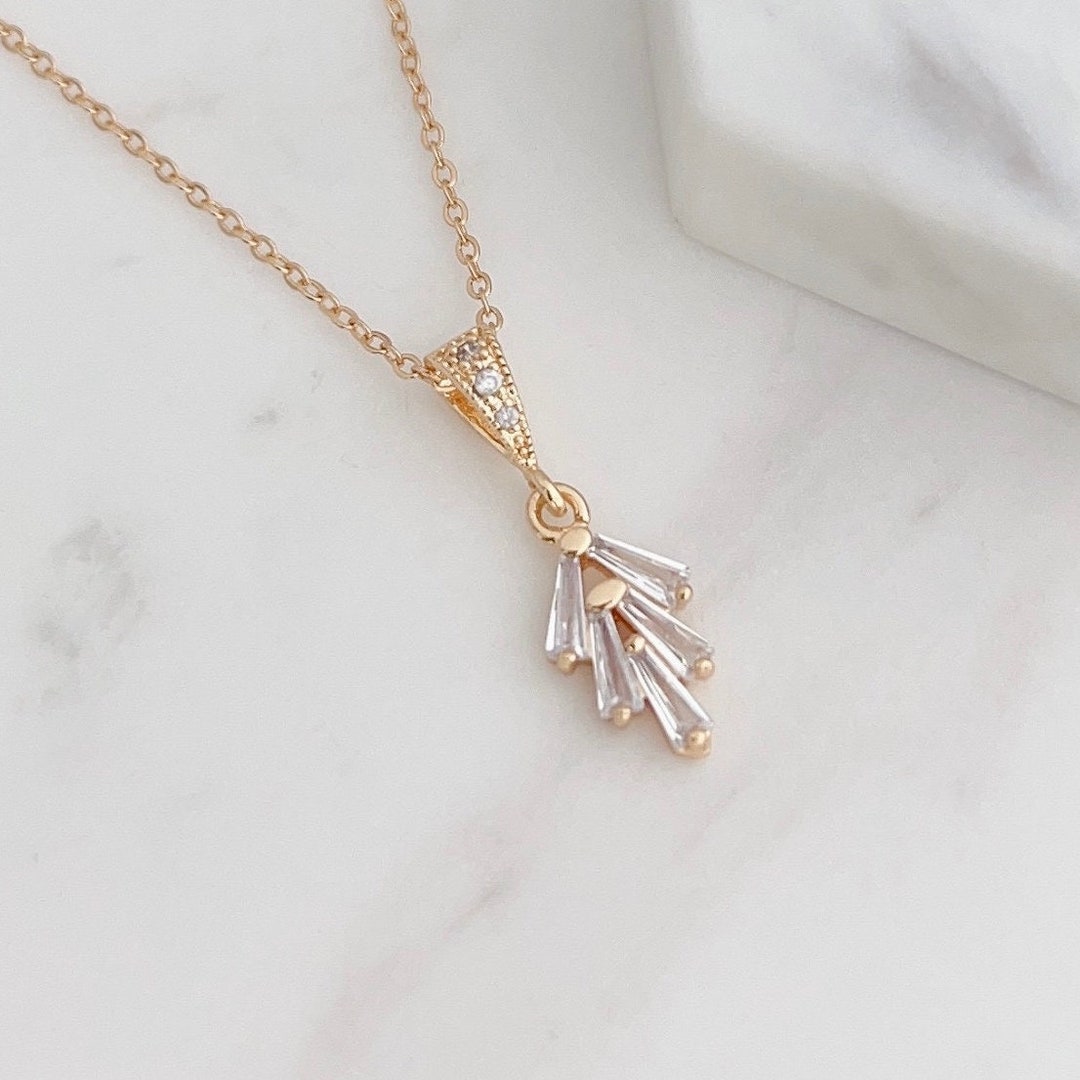 Gold Finish Crystal Pendant Necklace for Women | Elegant Fashion Jewelry