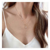Gold Finish Crystal Pendant Necklace for Women | Elegant Fashion Jewelry
