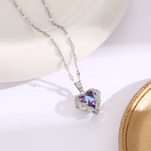 Divine Love Gold-Plated Heart Crystal Necklace for Women