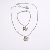 Silver Butterfly Pendant Necklace Set for Women | Elegant Jewelry Gift