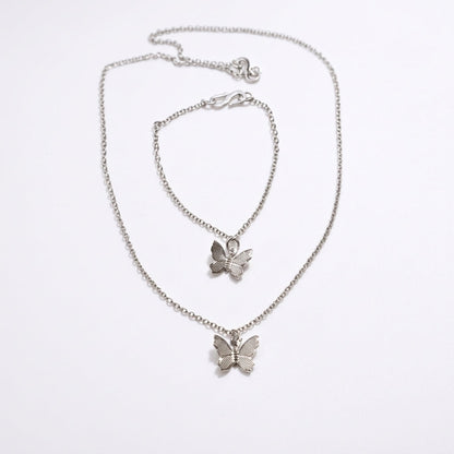 Silver Butterfly Pendant Necklace Set for Women | Elegant Jewelry Gift