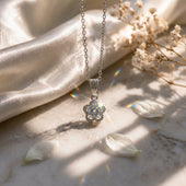 Floral Pendant Necklace for Women | Silver Plated with Cubic Zirconia