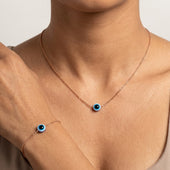 Rose Gold Evil Eye Necklace Set for Women | Minimal Jewelry