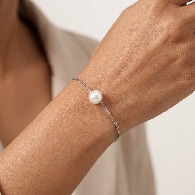 Silver Pearl Bracelet for Women | Minimalist Pearl Chain Jewelry