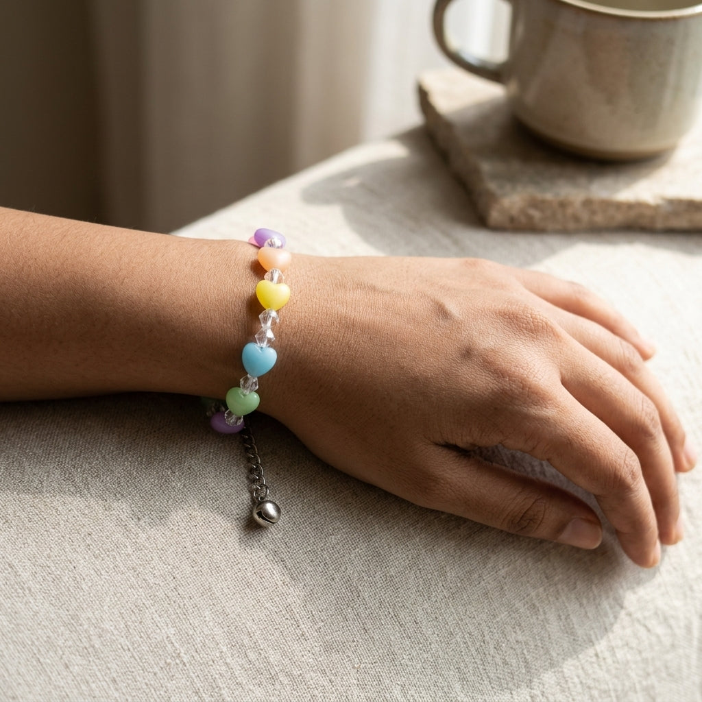 Multicolor Heart Beaded Bracelet for Women | Cute Fashion Jewelry