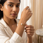 Gold Finish Pearl Bracelet for Women | Elegant Chain Jewelry