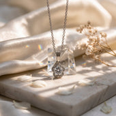 Floral Pendant Necklace for Women | Silver Plated with Cubic Zirconia