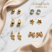 Gold Finish Stud Earrings Set for Women | 6-Piece Combo