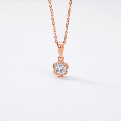 Rose Gold Finish Flower Pendant Necklace for Women