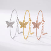 Butterfly Bracelet Combo Gold Silver Rose Gold Finish for Women