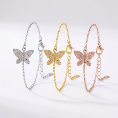 Butterfly Bracelet Combo Gold Silver Rose Gold finish for Women
