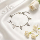 Silver Heart Charm Bracelet for Women | Elegant Adjustable Fashion Jewelry